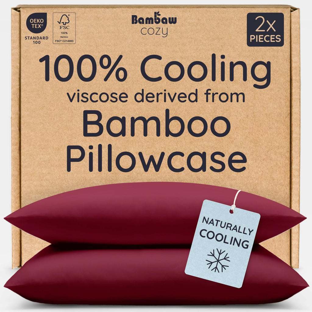 Bambaw 100% Viscose Derived from Bamboo Pillowcase Queen Size – Queen Cooling Pillow Cases Set of 2, with Envelope Closure, Breathable & Super Soft Pillow Cases (Ivory)