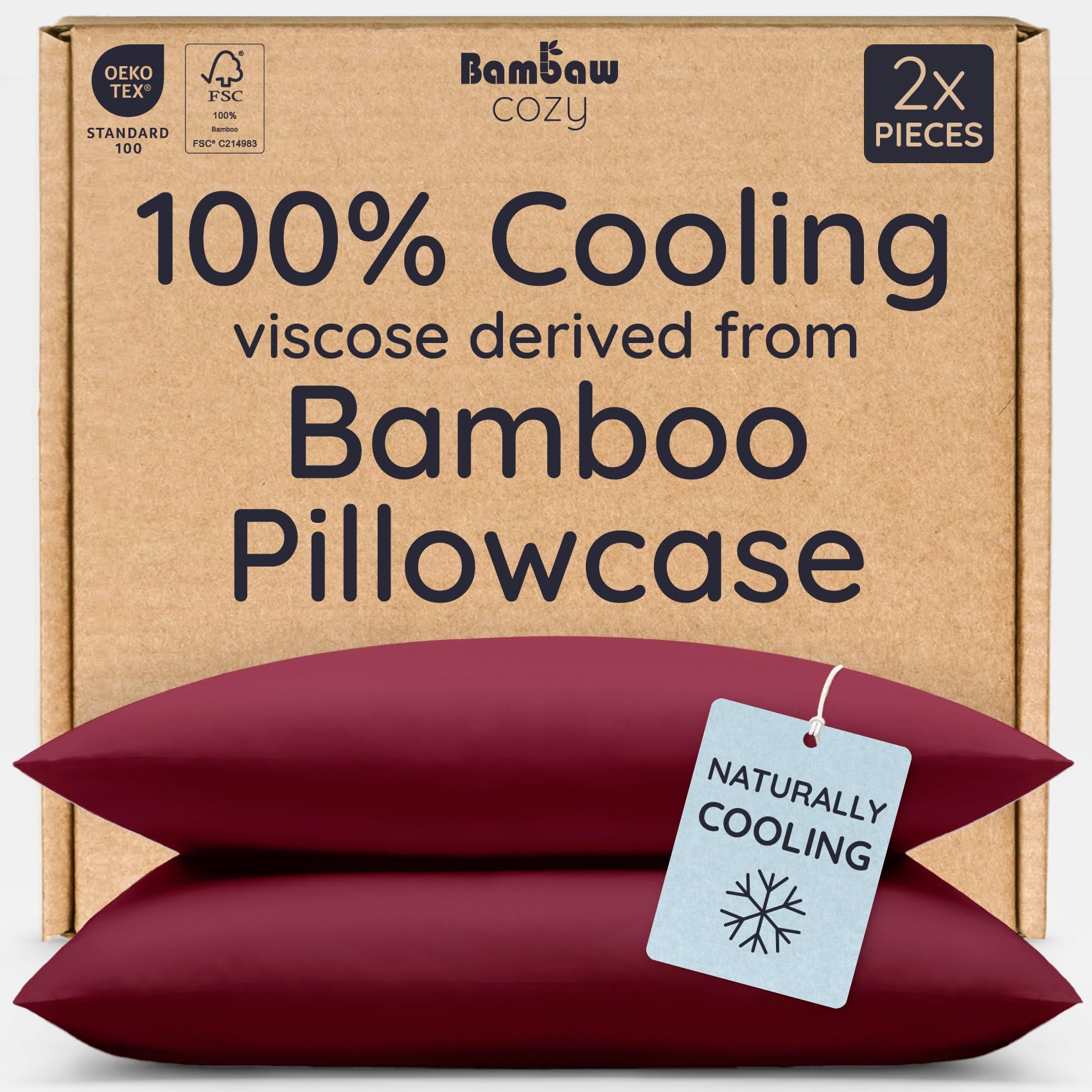 Bambaw 100% Viscose Derived from Bamboo Pillowcase Queen Size – Queen Cooling Pillow Cases Set of 2, with Envelope Closure, Breathable & Super Soft Pillow Cases (Ivory)