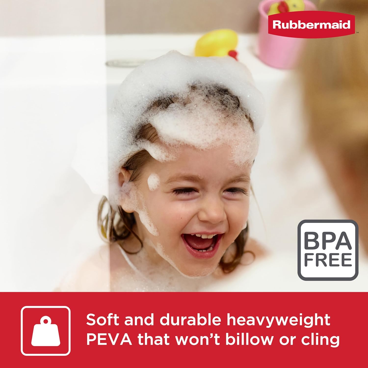 Rubbermaid Frosty Shower Curtain Liner, Waterproof Heavyweight PEVA Shower Liner for Bathroom, with Magnets and Rustproof Charcoal Gray Grommets, 70x72, Standard Size, Frosty