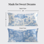 19x36 Garden Toile Zippered Cooling Satin Pillowcase Wrinkle-Soft for Hair & Skin, Softer Than Silk