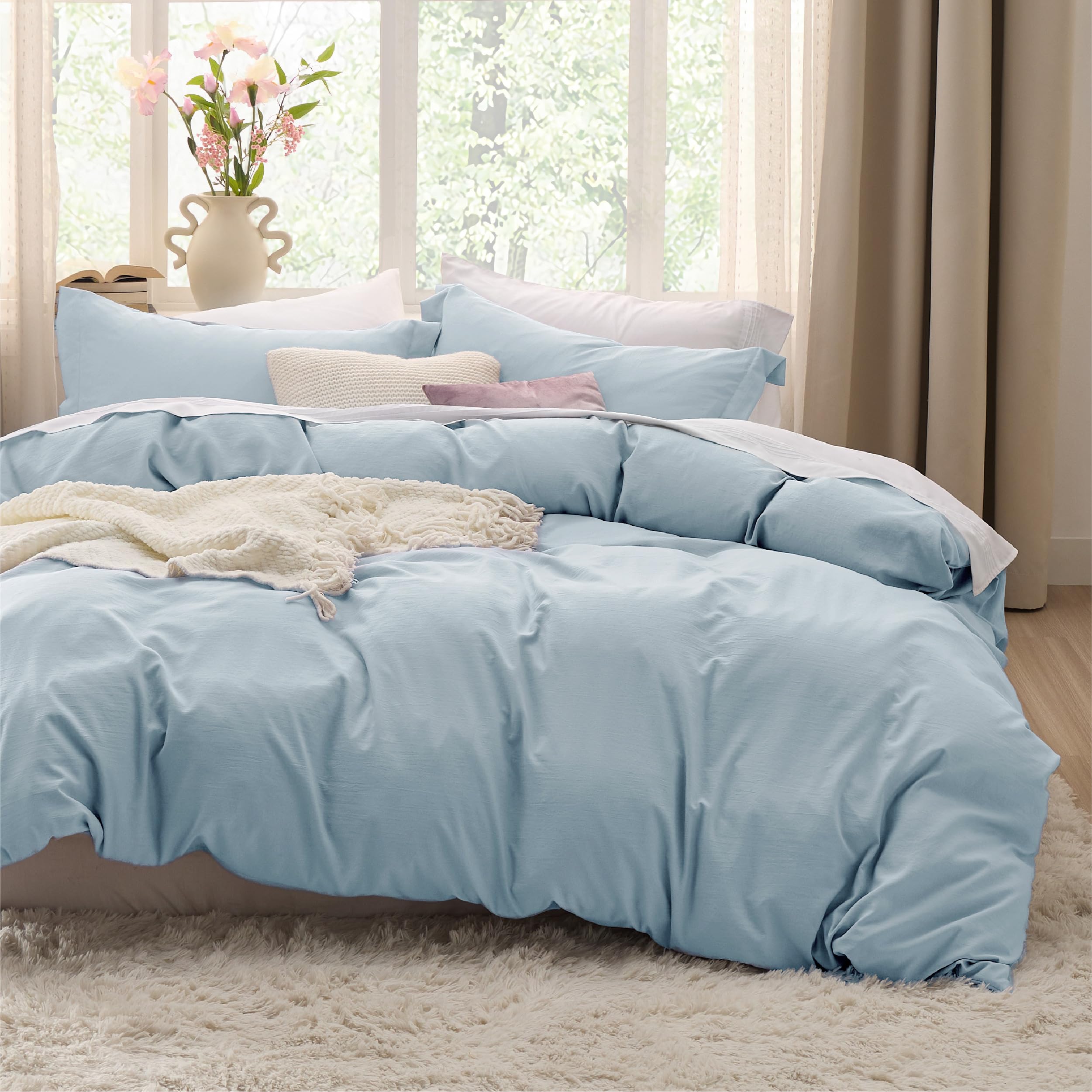 Bedsure White Duvet Cover King Size - 3 Pieces Prewashed Cotton-Like Polyester Extra Soft Bedding Set, Includes 1 Duvet Cover 104x90 Inches with Zipper Closure & 2 Pillow Shams, Comforter Not Included
