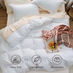 Bedsure White Duvet Cover King Size - 3 Pieces Prewashed Cotton-Like Polyester Extra Soft Bedding Set, Includes 1 Duvet Cover 104x90 Inches with Zipper Closure & 2 Pillow Shams, Comforter Not Included