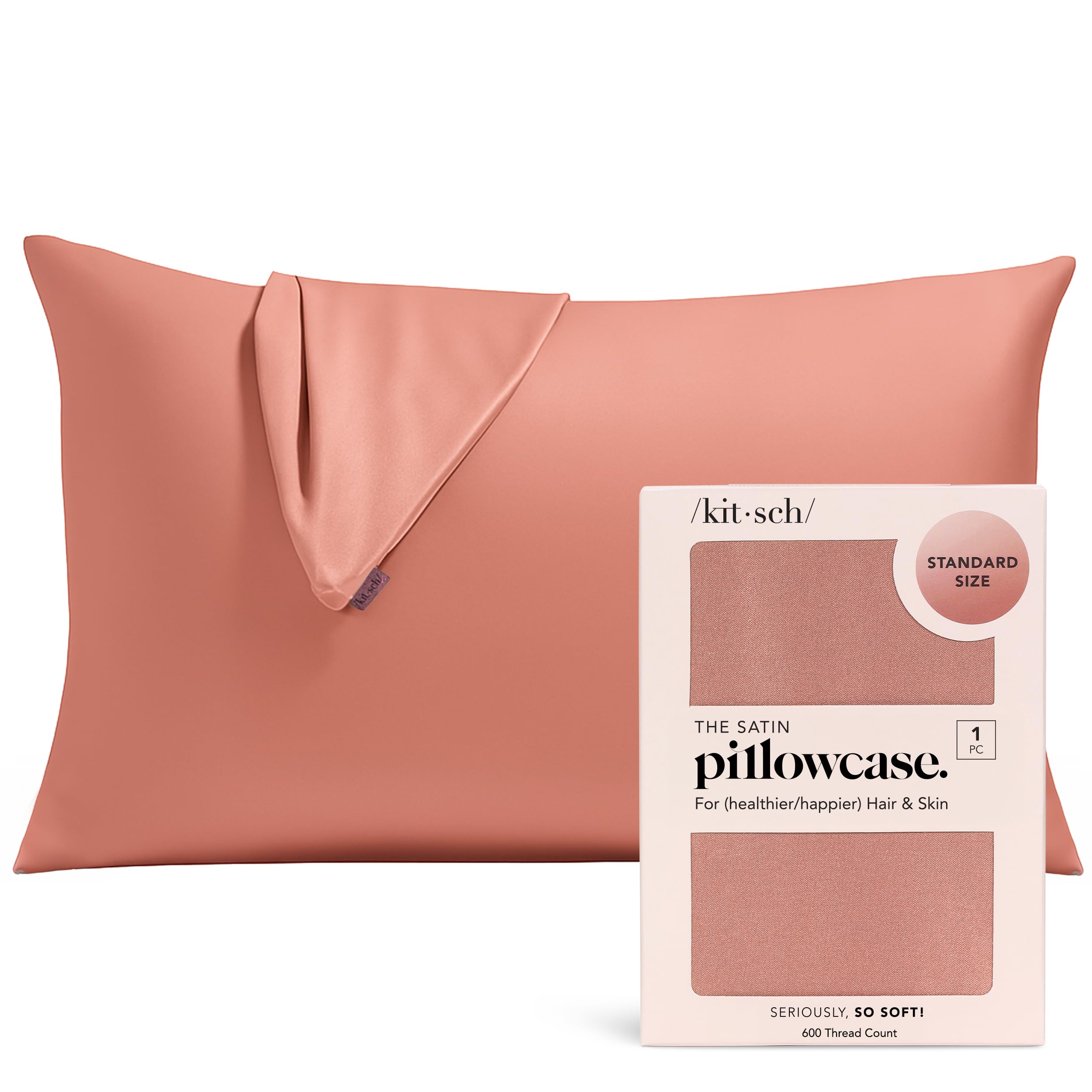 Kitsch Satin Pillowcase with Zipper for Hair & Skin - Softer Than Silk Pillow Cases, Smooth Cooling Satin Pillow Case, Wrinkle-Free, Machine Washable, Pillow Cases Standard Size 19x26 - Cherry Print