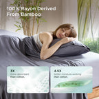 Bedsure Pillow Cases Queen, Cooling Pillow Cases, Rayon Derived from Bamboo Dark Grey Pillowcases Queen Size Set of 2, PureWoven & Soft Bedding Pillow Cover with Envelope Closure,Gifts, 20x30 Inches