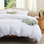 Bedsure White Duvet Cover Queen Size - 3 Pieces Prewashed Cotton-Like Polyester Extra Soft Bedding Set, Includes 1 Duvet Cover 90x90 Inches with Zipper Closure & 2 Pillow Shams, Comforter Not Included