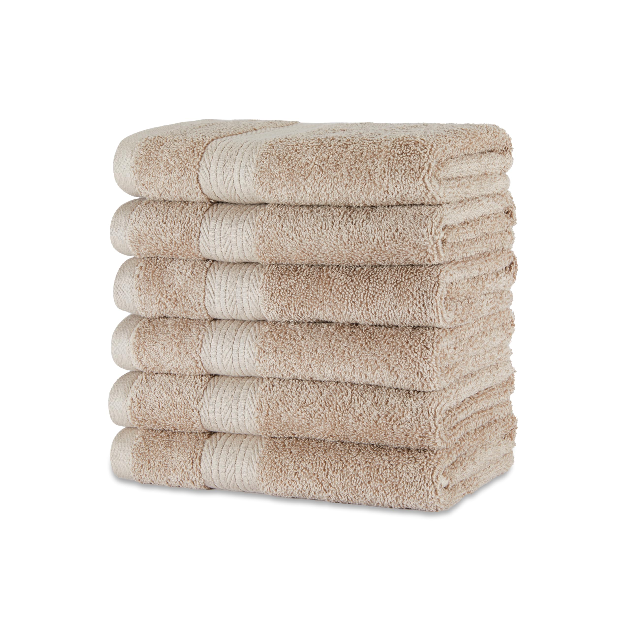 Amazon Basics 6-Piece Highly Absorbent Fade-Resistant Towel Set, 100% Cotton Towels for Bathroom, Soft, 2 Bath Towels, 2 Hand Towels, 2 Washcloths, Black