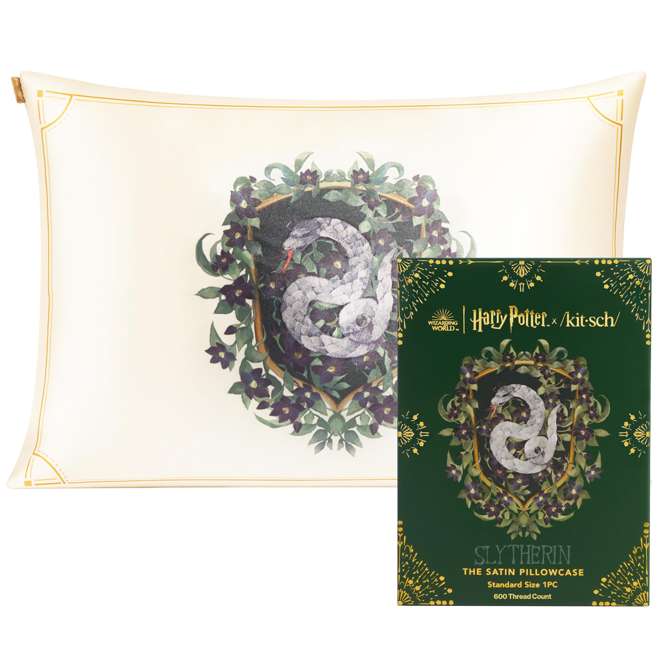 19x36 Garden Toile Zippered Cooling Satin Pillowcase Wrinkle-Soft for Hair & Skin, Softer Than Silk