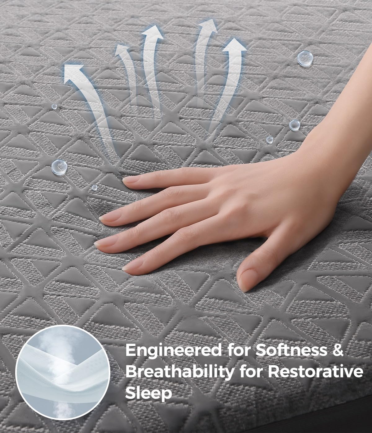 Waterproof Mattress Protector Queen Size, Soft Breathable Mattress Pad with Deep Pocket 8"-21", Noiseless 3D Air Fabric Cooling Mattress Cover for Bed, Machine Washable, Grey