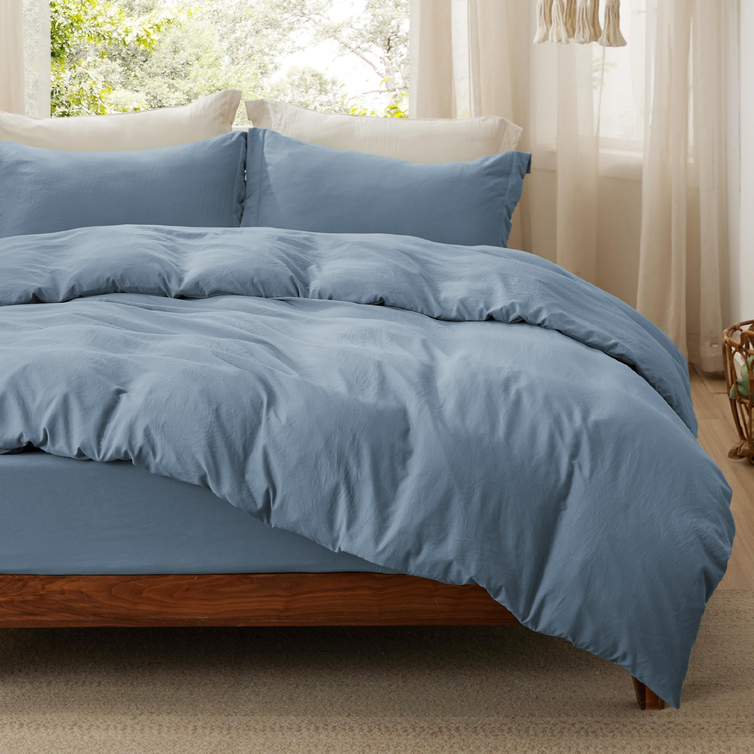 Bedsure White Duvet Cover King Size - 3 Pieces Prewashed Cotton-Like Polyester Extra Soft Bedding Set, Includes 1 Duvet Cover 104x90 Inches with Zipper Closure & 2 Pillow Shams, Comforter Not Included
