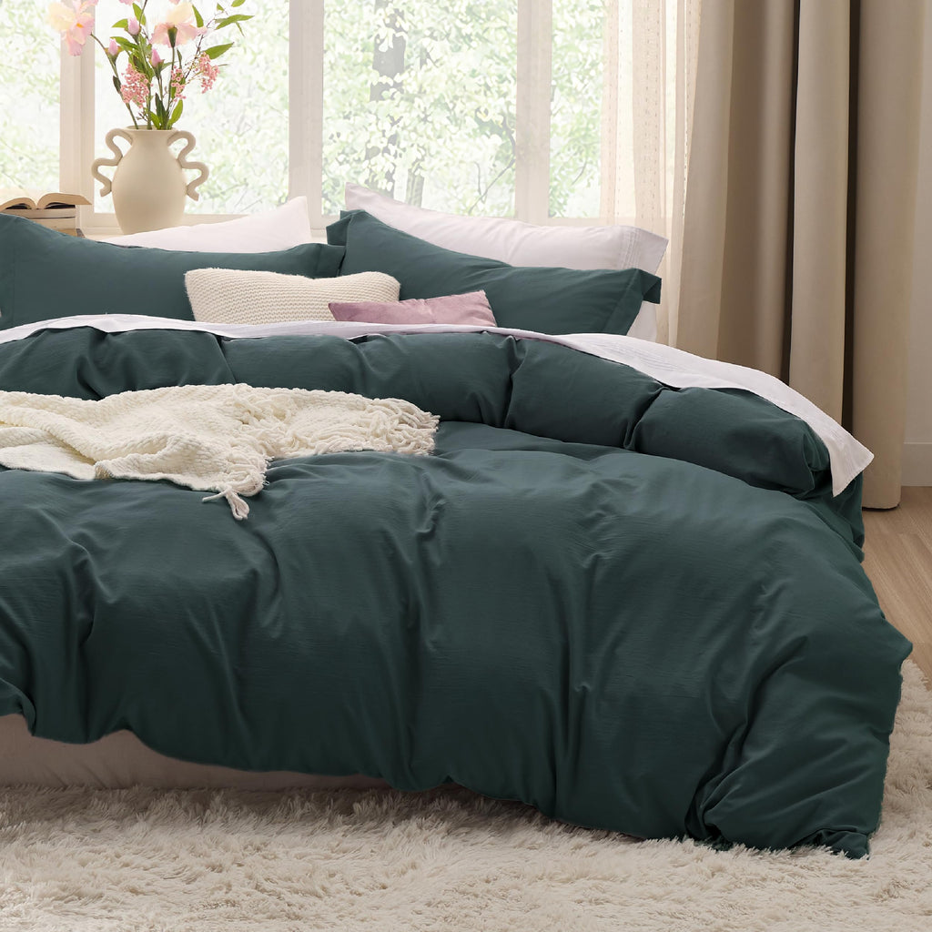 Bedsure White Duvet Cover King Size - 3 Pieces Prewashed Cotton-Like Polyester Extra Soft Bedding Set, Includes 1 Duvet Cover 104x90 Inches with Zipper Closure & 2 Pillow Shams, Comforter Not Included