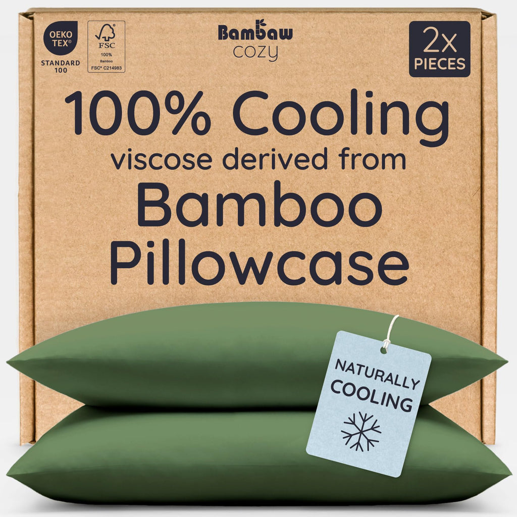 Bambaw 100% Viscose Derived from Bamboo Pillowcase Queen Size – Queen Cooling Pillow Cases Set of 2, with Envelope Closure, Breathable & Super Soft Pillow Cases (Ivory)