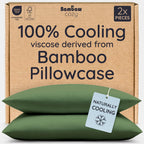 Bambaw 100% Viscose Derived from Bamboo Pillowcase Queen Size – Queen Cooling Pillow Cases Set of 2, with Envelope Closure, Breathable & Super Soft Pillow Cases (Ivory)