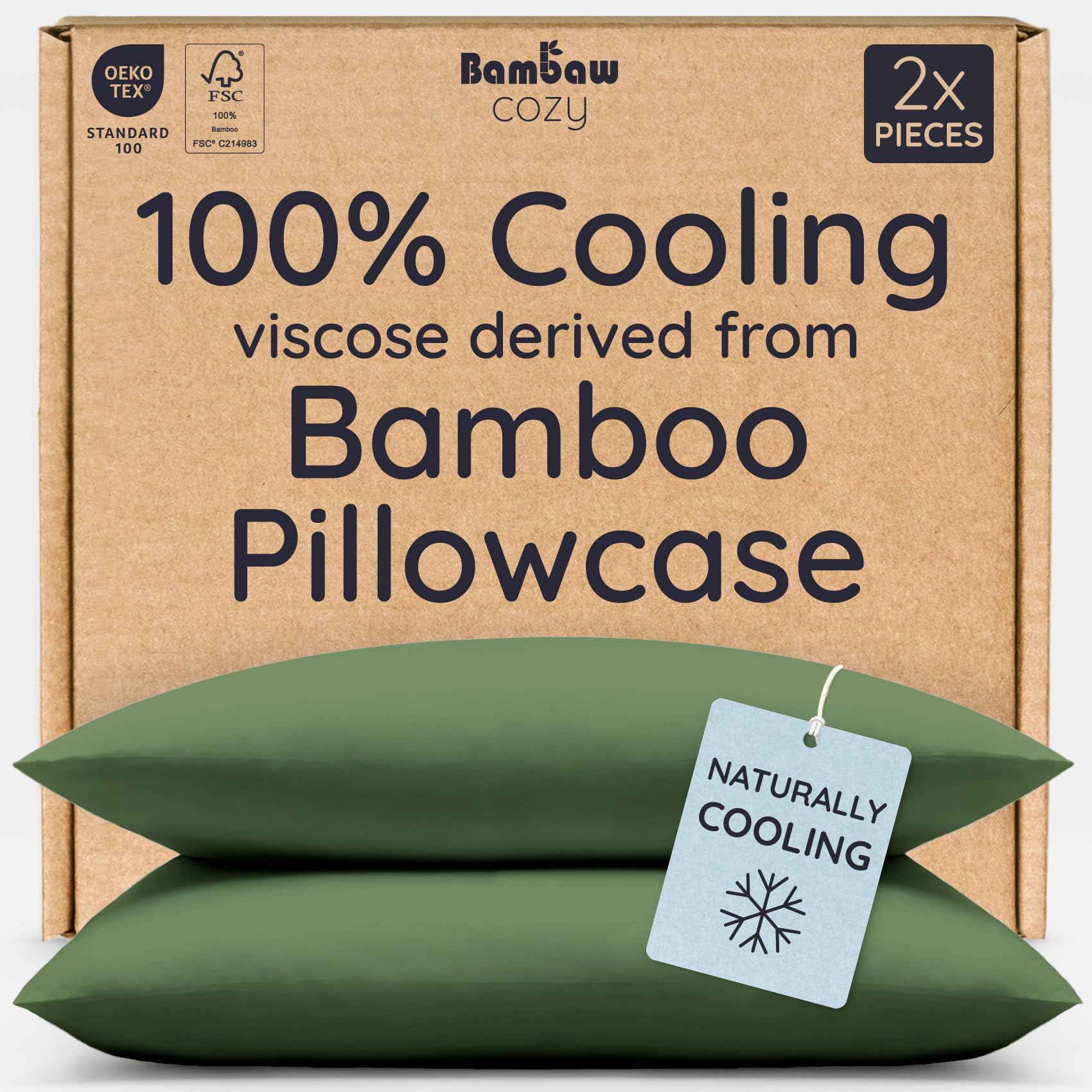 Bambaw 100% Viscose Derived from Bamboo Pillowcase Queen Size – Queen Cooling Pillow Cases Set of 2, with Envelope Closure, Breathable & Super Soft Pillow Cases (Ivory)