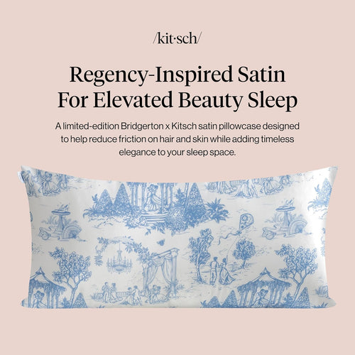 19x36 Garden Toile Zippered Cooling Satin Pillowcase Wrinkle-Soft for Hair & Skin, Softer Than Silk