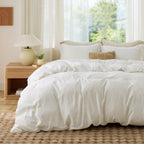 Bedsure White Duvet Cover Queen Size - Soft Double Brushed Bedding Set for Kids & Adults, Zipper Closure, 3 Pieces, Includes 1 Duvet Cover (90"x90") & 2 Pillow Shams, NO Comforter