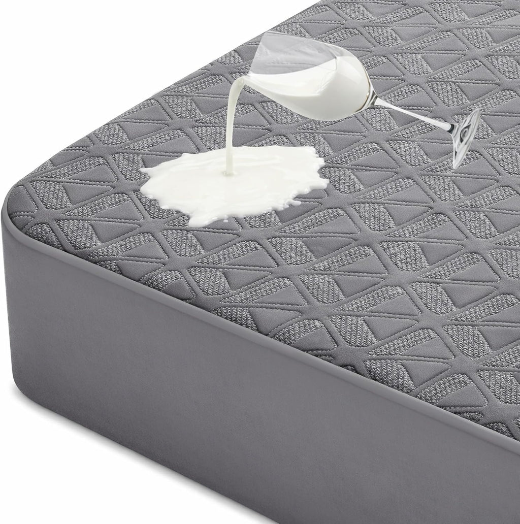 Waterproof Mattress Protector Queen Size, Soft Breathable Mattress Pad with Deep Pocket 8"-21", Noiseless 3D Air Fabric Cooling Mattress Cover for Bed, Machine Washable, Grey