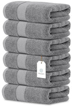 Luxury White Hand Towels - Soft 100% Turkish Cotton | Highly Absorbent Hotel spa Bathroom Towel Collection | 16x30 Inch | Set of 6