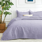 3 Piece Blue Queen Size Coin Pattern Lightweight All Season Quilt Bedspread Set with 2 Pillow Shams