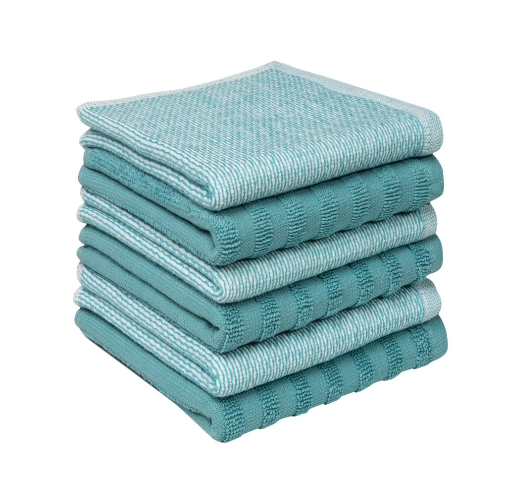 Premium Kitchen Towels (20”x 28”, 6 Pack) | Large Cotton Dish Towels | Flat & Terry Highly Absorbent Kitchen Linen Set with Hanging Loop | Gray