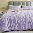 MUXHOMO Duvet Cover Queen Size, Reversible Floral Green Duvet Cover Set with Zipper Closure, 3 Pieces Botanical Patterns Soft Microfiber Bedding Set with 4 Ties (90"x90", 2 Pillow Cases)