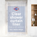 Clorox Shower Curtain Liner & Hooks, Premium Lightweight Flexible Waterproof 4g PEVA for Bathroom with Weighted Magnets, Standard Size 70" x 72", Frosty 1 Pack
