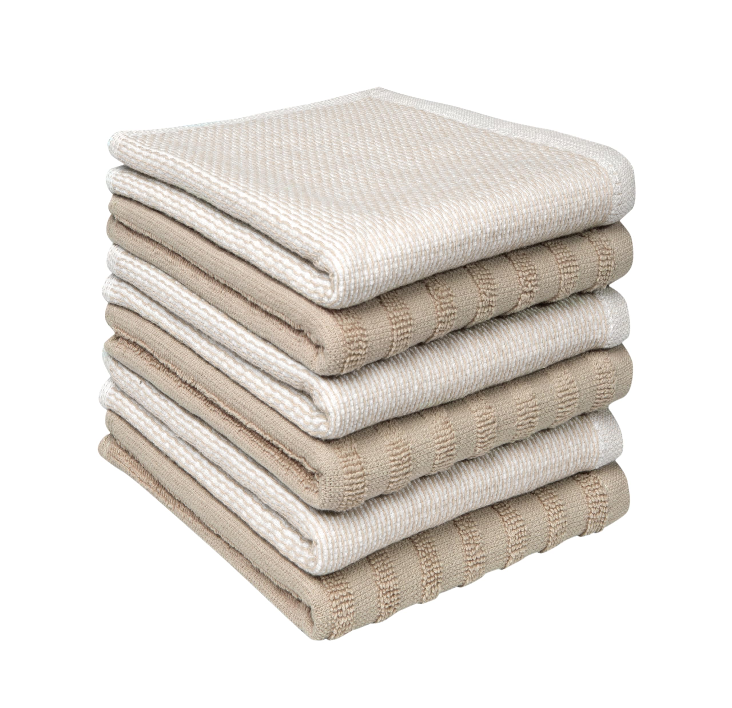 Premium Kitchen Towels (20”x 28”, 6 Pack) | Large Cotton Dish Towels | Flat & Terry Highly Absorbent Kitchen Linen Set with Hanging Loop | Gray
