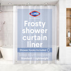 Clorox Shower Curtain Liner & Hooks, Premium Lightweight Flexible Waterproof 4g PEVA for Bathroom with Weighted Magnets, Standard Size 70" x 72", Frosty 1 Pack