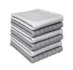 Premium Kitchen Towels (20”x 28”, 6 Pack) | Large Cotton Dish Towels | Flat & Terry Highly Absorbent Kitchen Linen Set with Hanging Loop | Gray