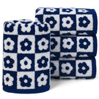 Jacquotha Cotton Hand Towels Green Checkered Floral - Quick Drying Hand Towel Set of 4, for Bathroom Kitchen Decor, 29” x 13”