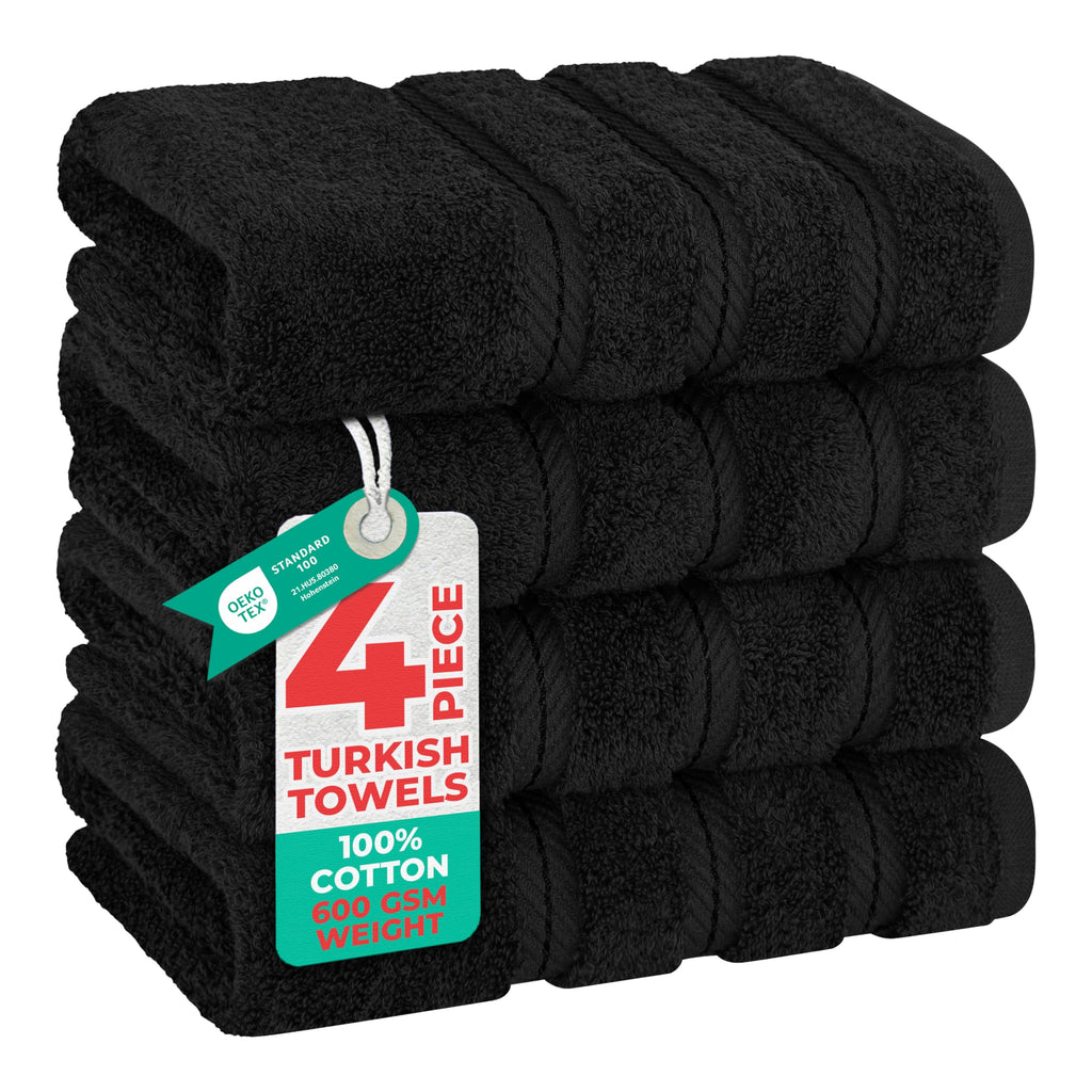 American Soft Linen Luxury Hand Towels for Bathroom, 100% Cotton Turkish 4 Piece Hand Towel Set, 600 GSM Hand Face Towels for Kitchen, White Hand Towels