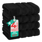 American Soft Linen Luxury Hand Towels for Bathroom, 100% Cotton Turkish 4 Piece Hand Towel Set, 600 GSM Hand Face Towels for Kitchen, White Hand Towels