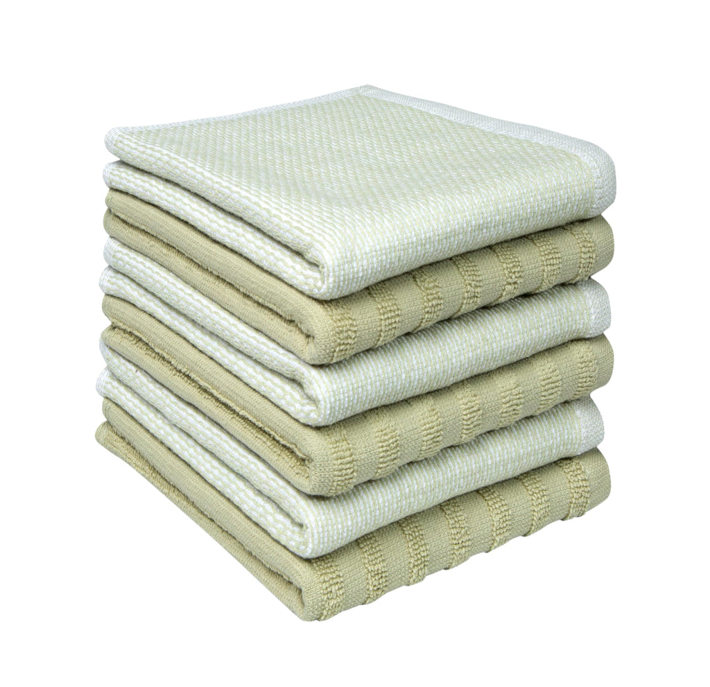 Premium Kitchen Towels (20”x 28”, 6 Pack) | Large Cotton Dish Towels | Flat & Terry Highly Absorbent Kitchen Linen Set with Hanging Loop | Gray