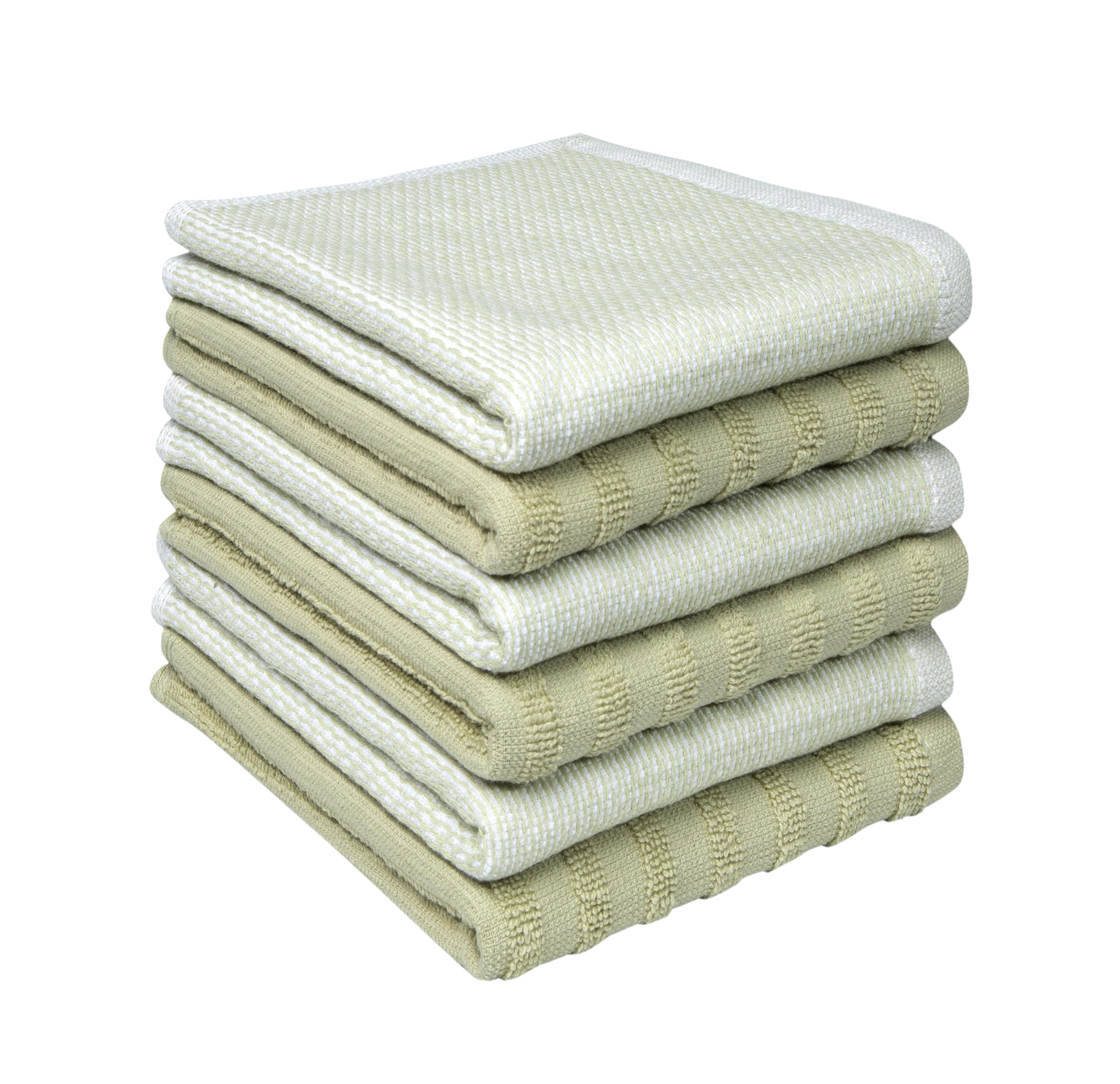 Premium Kitchen Towels (20”x 28”, 6 Pack) | Large Cotton Dish Towels | Flat & Terry Highly Absorbent Kitchen Linen Set with Hanging Loop | Gray