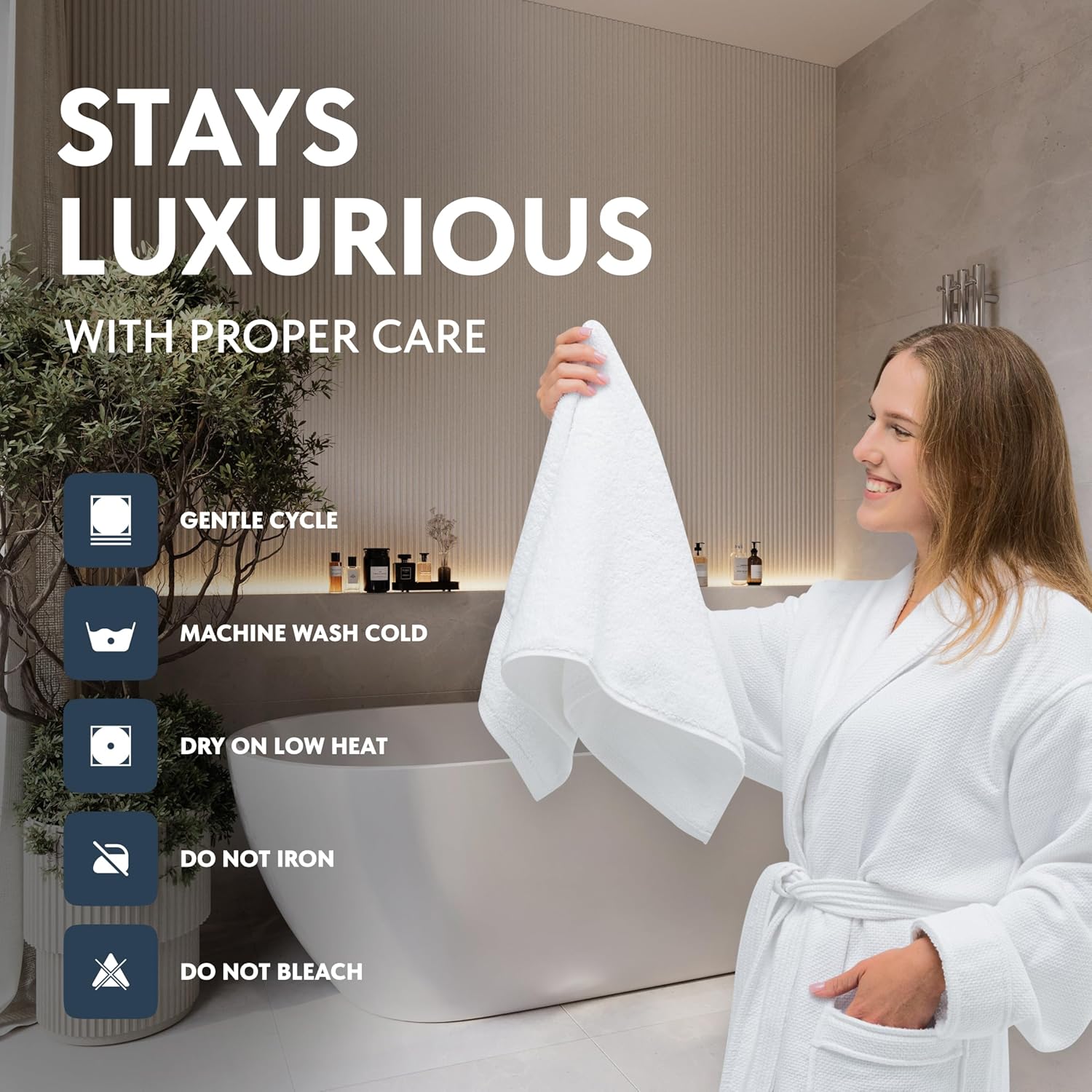 Luxury White Hand Towels - Soft 100% Turkish Cotton | Highly Absorbent Hotel spa Bathroom Towel Collection | 16x30 Inch | Set of 6
