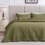 3 Piece Blue Queen Size Coin Pattern Lightweight All Season Quilt Bedspread Set with 2 Pillow Shams