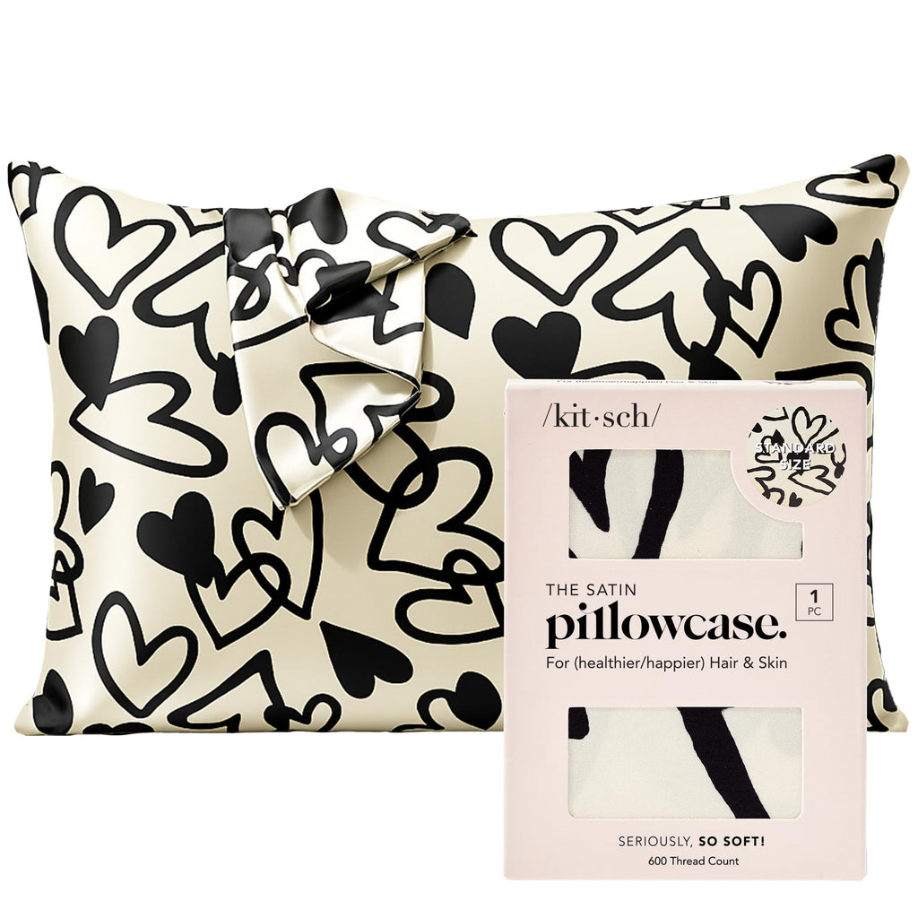 Kitsch Satin Pillowcase with Zipper for Hair & Skin - Softer Than Silk Pillow Cases, Smooth Cooling Satin Pillow Case, Wrinkle-Free, Machine Washable, Pillow Cases Standard Size 19x26 - Cherry Print