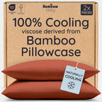 Bambaw 100% Viscose Derived from Bamboo Pillowcase Queen Size – Queen Cooling Pillow Cases Set of 2, with Envelope Closure, Breathable & Super Soft Pillow Cases (Ivory)