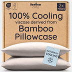 Bambaw 100% Viscose Derived from Bamboo Pillowcase Queen Size – Queen Cooling Pillow Cases Set of 2, with Envelope Closure, Breathable & Super Soft Pillow Cases (Ivory)