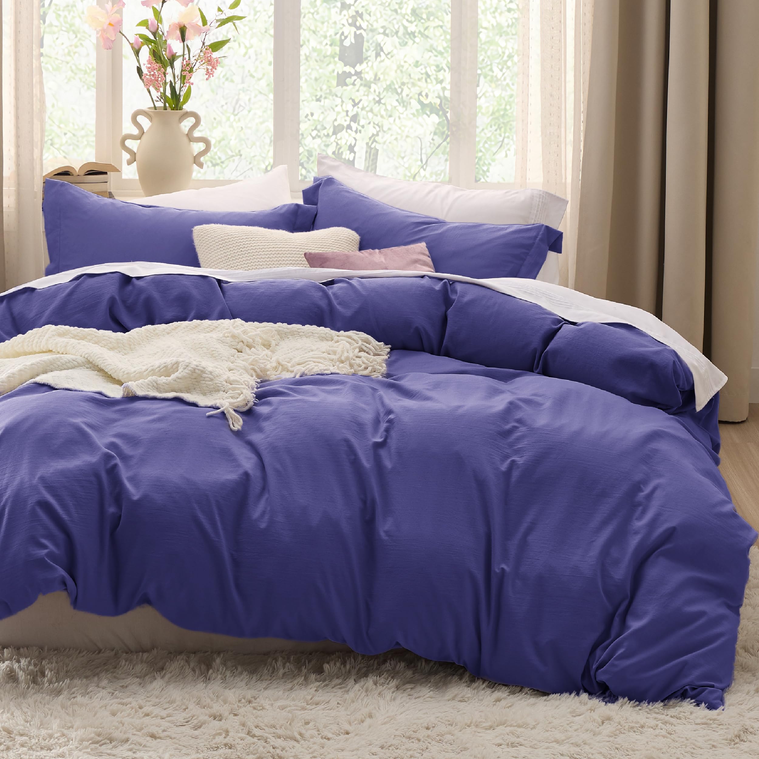 Bedsure White Duvet Cover King Size - 3 Pieces Prewashed Cotton-Like Polyester Extra Soft Bedding Set, Includes 1 Duvet Cover 104x90 Inches with Zipper Closure & 2 Pillow Shams, Comforter Not Included