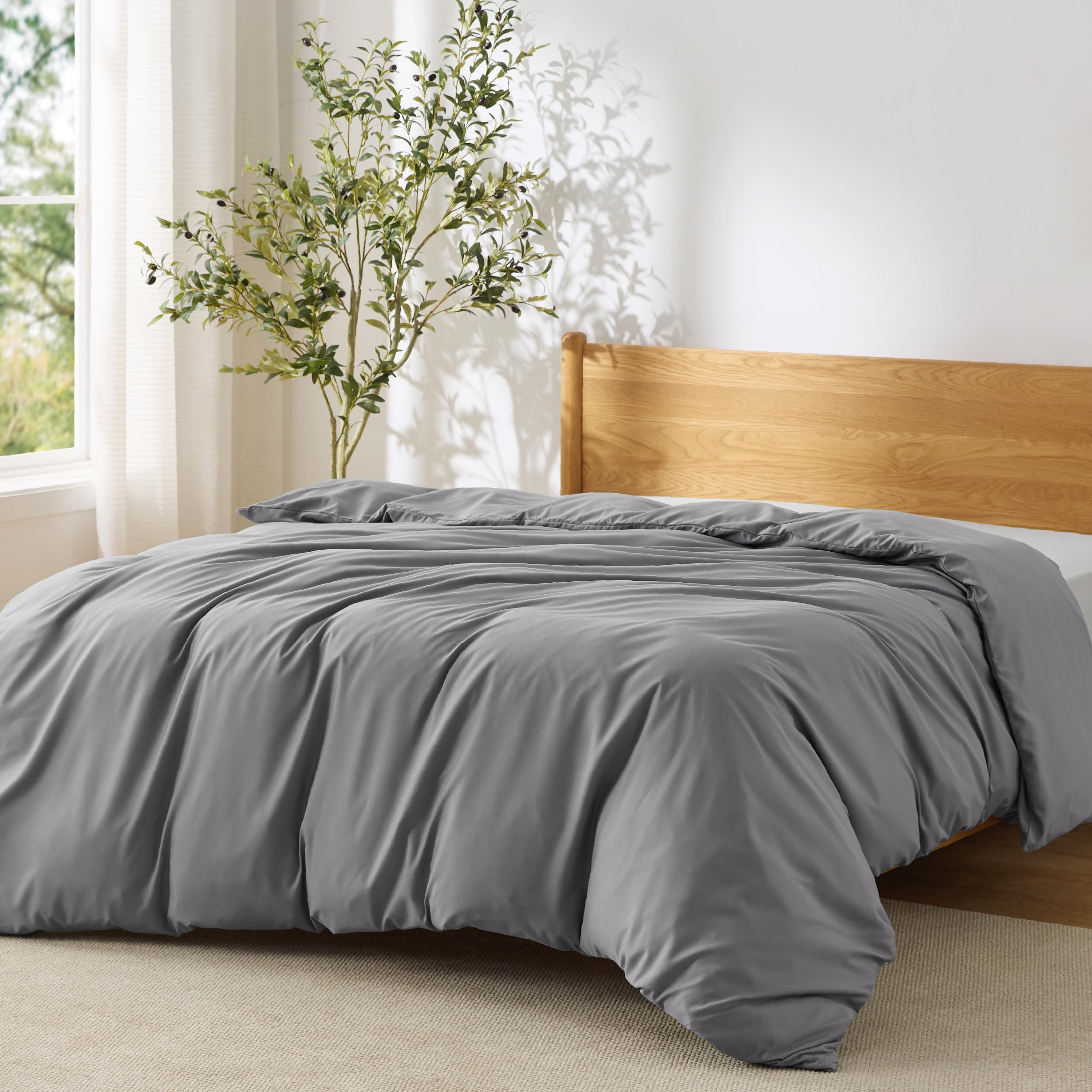 Bedsure White Duvet Cover Queen Size - Soft Double Brushed Bedding Set for Kids & Adults, Zipper Closure, 3 Pieces, Includes 1 Duvet Cover (90"x90") & 2 Pillow Shams, NO Comforter