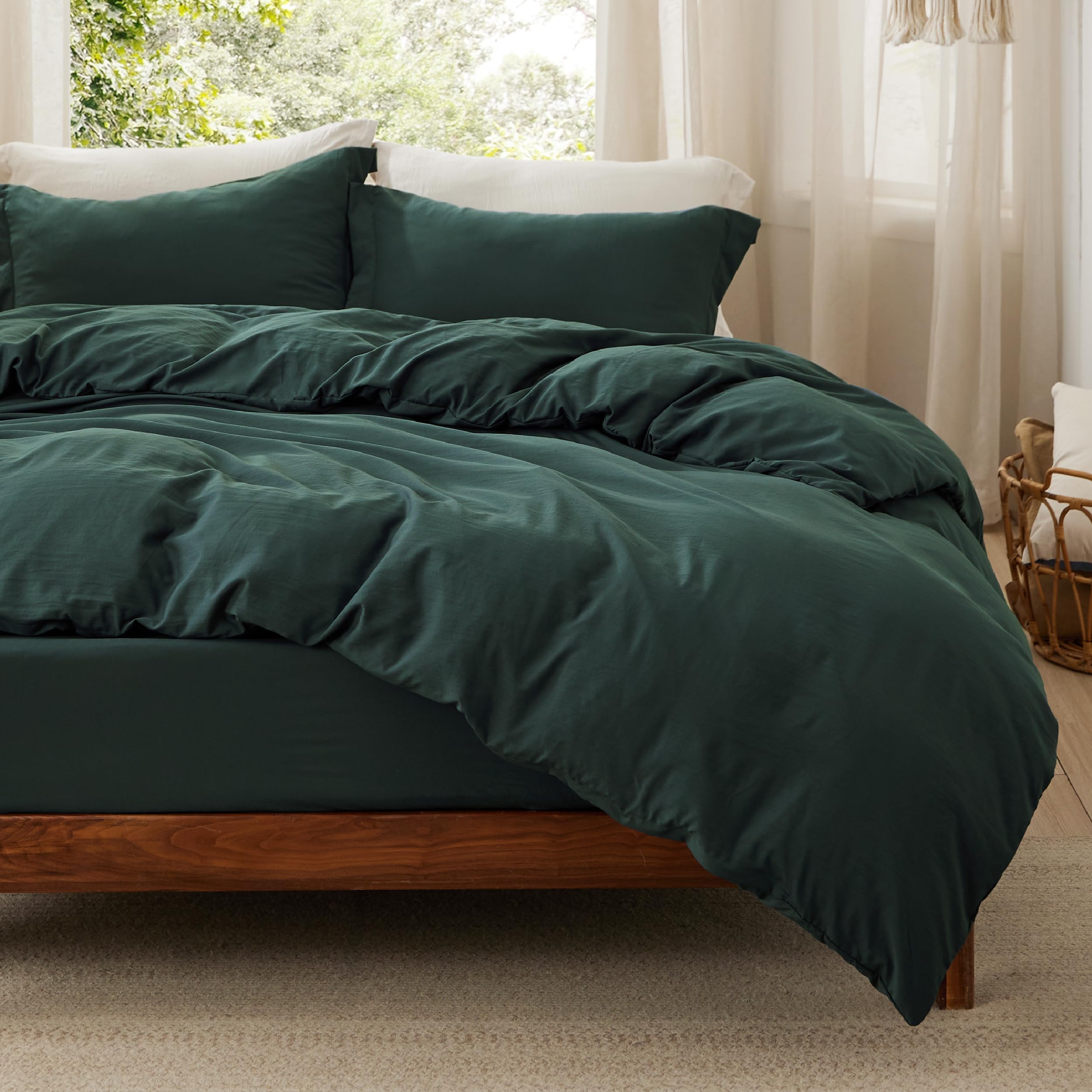 Bedsure White Duvet Cover King Size - 3 Pieces Prewashed Cotton-Like Polyester Extra Soft Bedding Set, Includes 1 Duvet Cover 104x90 Inches with Zipper Closure & 2 Pillow Shams, Comforter Not Included