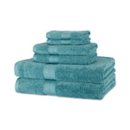 Amazon Basics 6-Piece Highly Absorbent Fade-Resistant Towel Set, 100% Cotton Towels for Bathroom, Soft, 2 Bath Towels, 2 Hand Towels, 2 Washcloths, Black