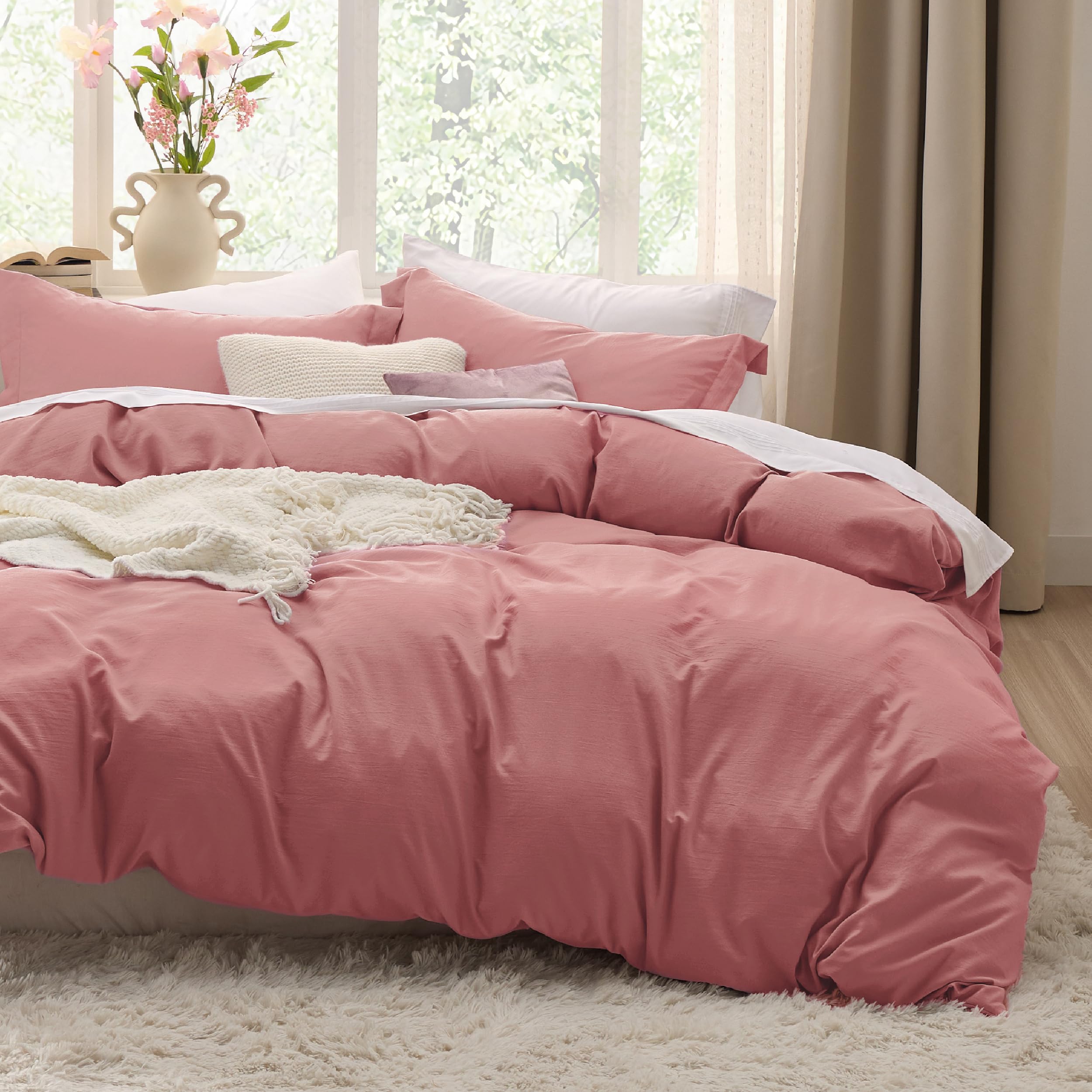 Bedsure White Duvet Cover King Size - 3 Pieces Prewashed Cotton-Like Polyester Extra Soft Bedding Set, Includes 1 Duvet Cover 104x90 Inches with Zipper Closure & 2 Pillow Shams, Comforter Not Included