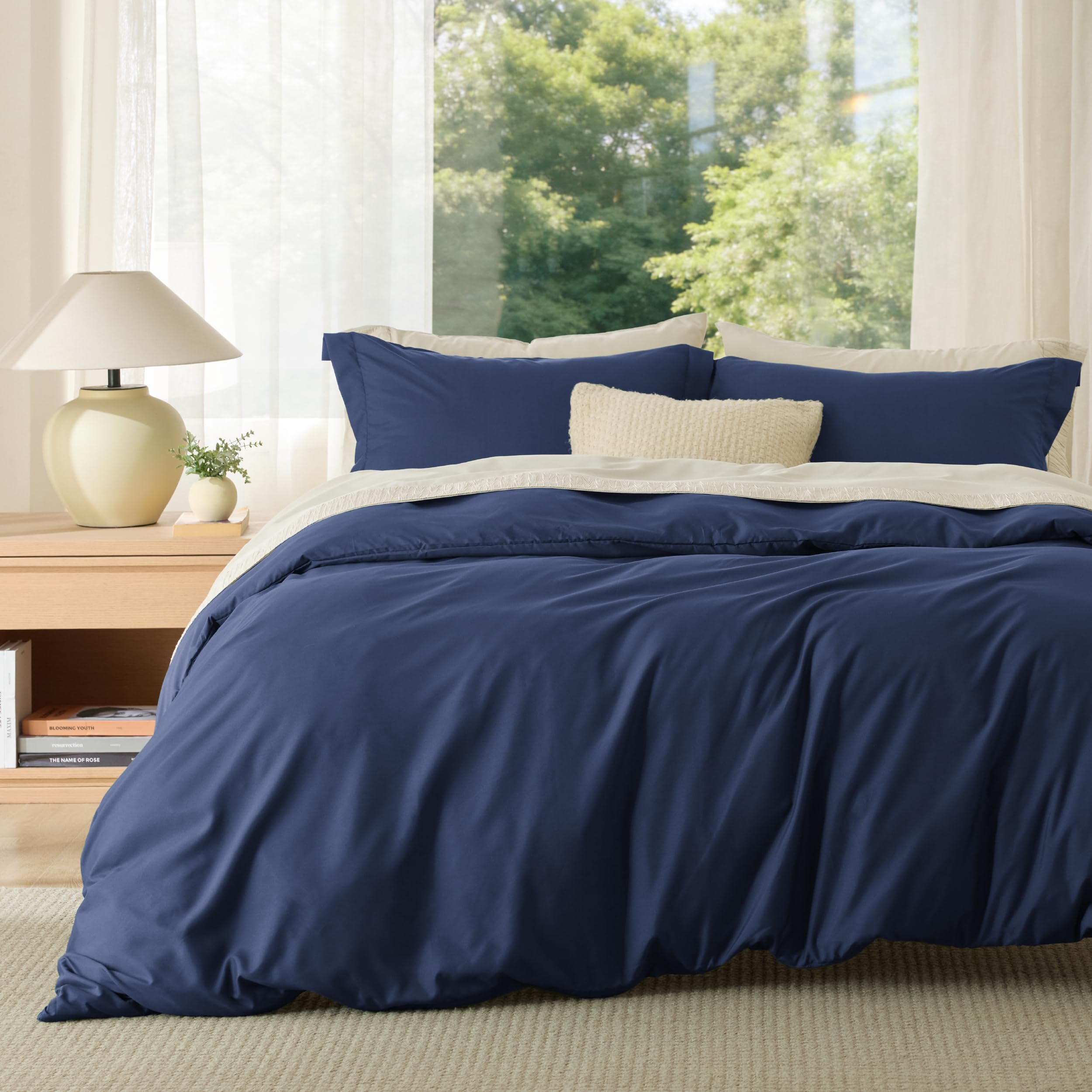 Bedsure White Duvet Cover Queen Size - Soft Double Brushed Bedding Set for Kids & Adults, Zipper Closure, 3 Pieces, Includes 1 Duvet Cover (90"x90") & 2 Pillow Shams, NO Comforter