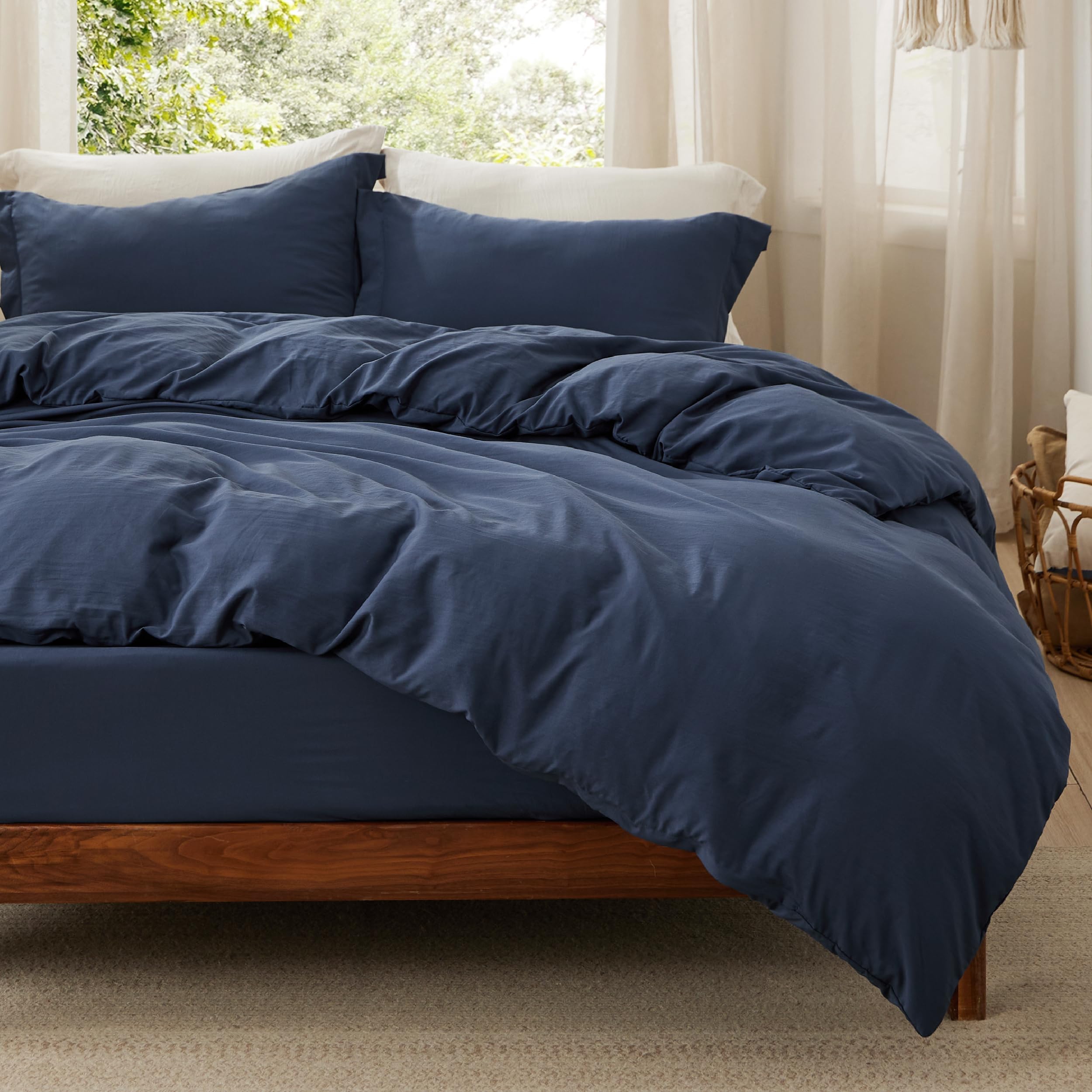 Bedsure White Duvet Cover King Size - 3 Pieces Prewashed Cotton-Like Polyester Extra Soft Bedding Set, Includes 1 Duvet Cover 104x90 Inches with Zipper Closure & 2 Pillow Shams, Comforter Not Included