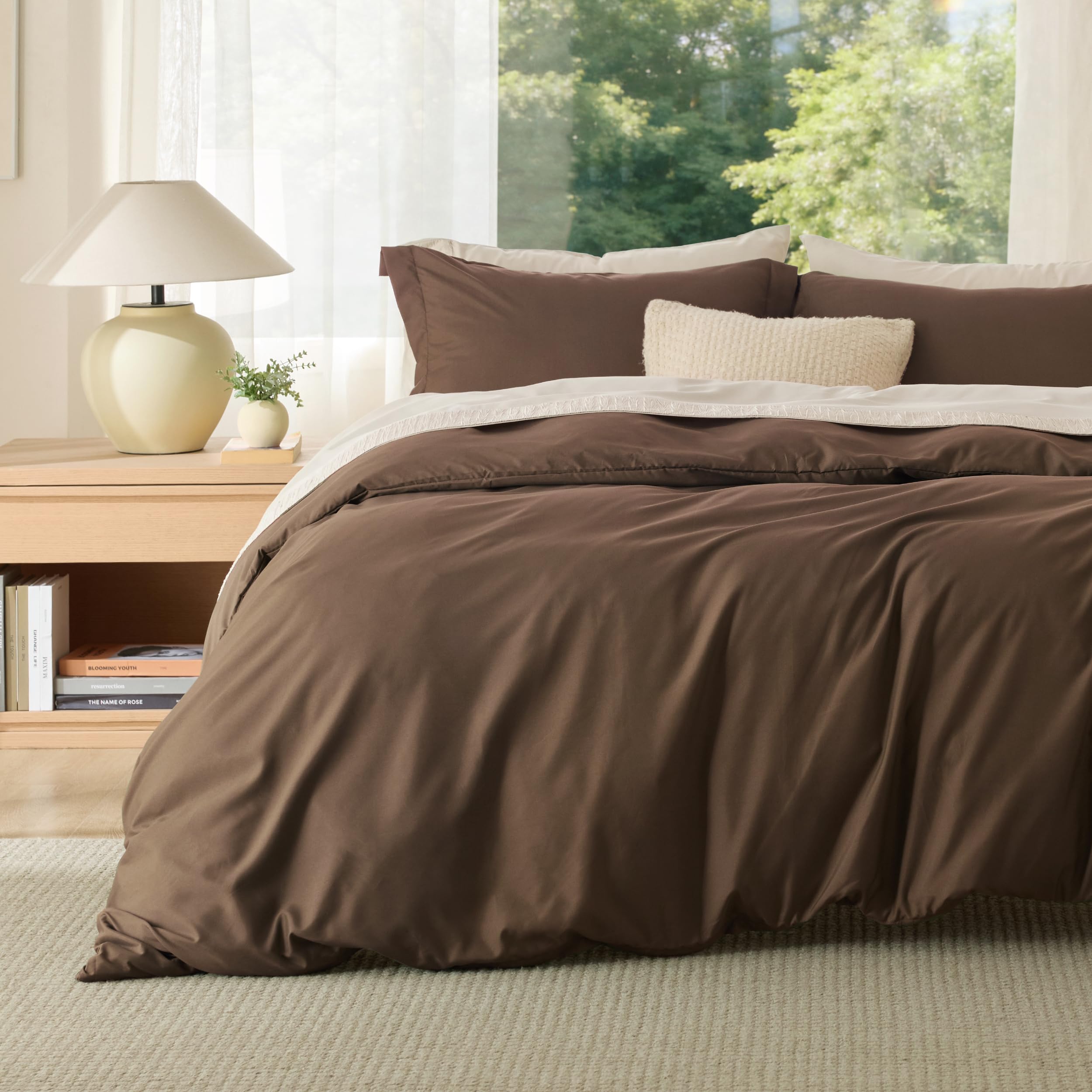 Bedsure White Duvet Cover Queen Size - Soft Double Brushed Bedding Set for Kids & Adults, Zipper Closure, 3 Pieces, Includes 1 Duvet Cover (90"x90") & 2 Pillow Shams, NO Comforter
