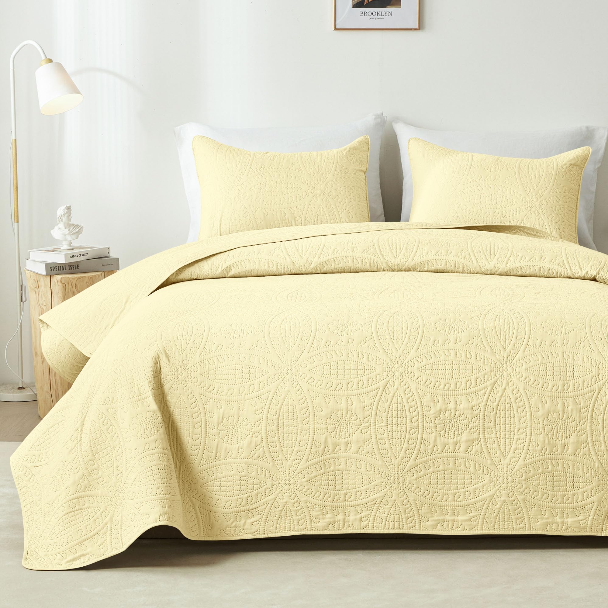akkialla Queen Quilt Bedding Set,Olive Green Ultrasonic Full/Queen Quilt Set,Lightweight Soft Bedspread Coverlet,Modern Style Coin Pattern Bed Cover for All Seasons,3 Piece(1 Quilt,2 Pillow Shams)