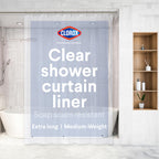Clorox Shower Curtain Liner & Hooks, Premium Lightweight Flexible Waterproof 4g PEVA for Bathroom with Weighted Magnets, Standard Size 70" x 72", Frosty 1 Pack