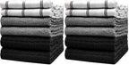 Premium Kitchen Towels (20”x 28”, 6 Pack) | Large Cotton Dish Towels | Flat & Terry Highly Absorbent Kitchen Linen Set with Hanging Loop | Gray