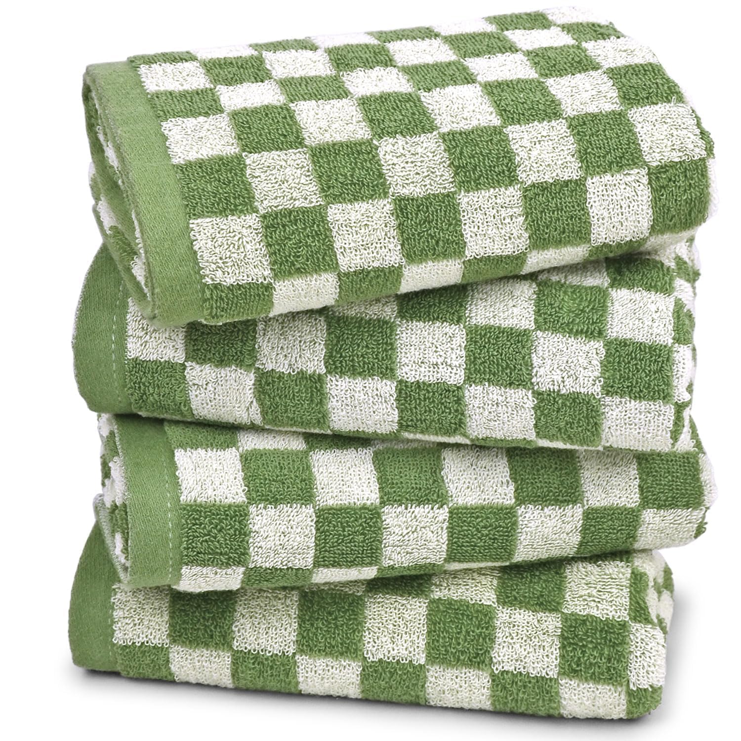 Jacquotha Hand Towels for Bathroom 4 Pack, Cotton Soft Absorbent for Face Spa Bath Gym Kitchen, Hand Towel Set Decorative Checkered, 13 x 29 Inches, 4 Colors